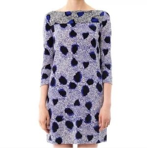 Diane Von Furstenberg  boat neck Ruri Cheetah Silk Shift Dress